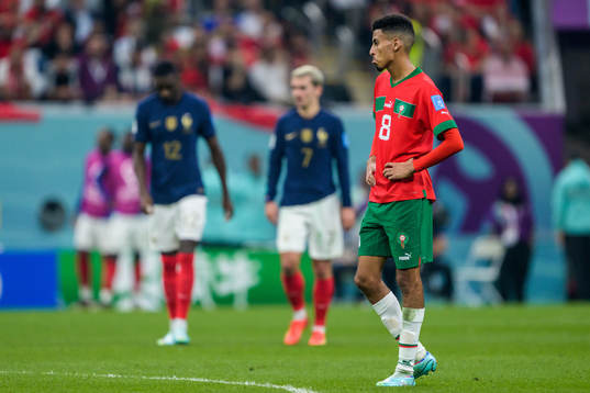 Azzedine Ounahi of Morocco looks dejected