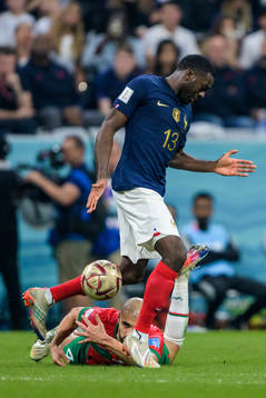 Sofyan Amrabat of Morocco and Youssouf Fofana of France