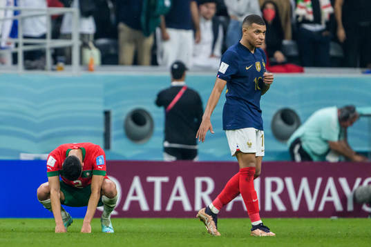 Achraf Hakimi of Morocco and Kylian Mbappe of France  the