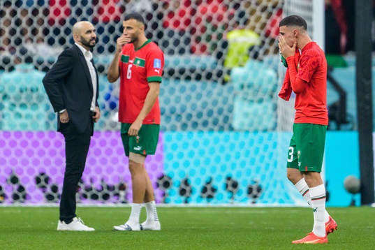 Bilal El Khannouss of Morocco looks dejected