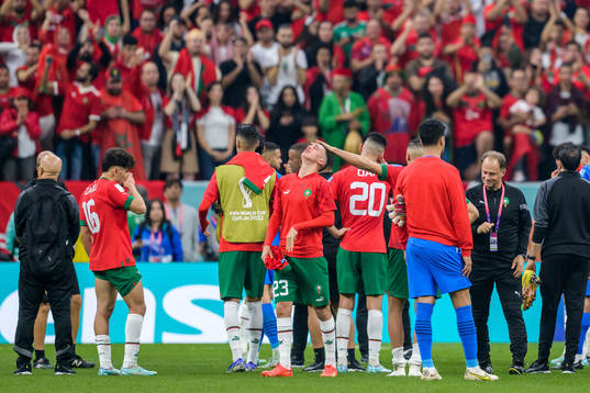 Bilal El Khannouss of Morocco looks dejected