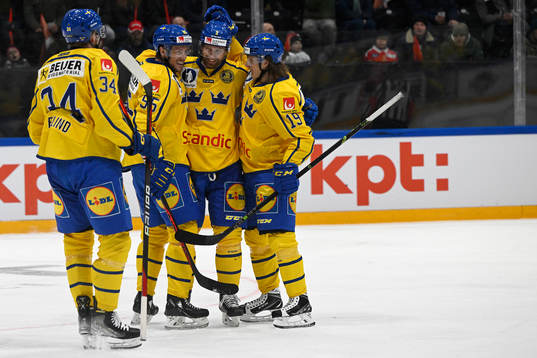 Jacob de la Rosa of Sweden celebrate the 1-0 goal with Klas