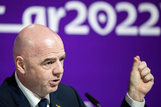 Gianni Infantino, president of FIFA, at a press conference