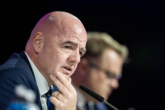Gianni Infantino, president of FIFA, at a press conference