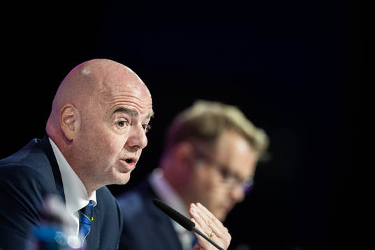 Gianni Infantino, president of FIFA, at a press conference