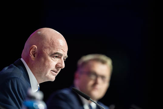 Gianni Infantino, president of FIFA, at a press conference