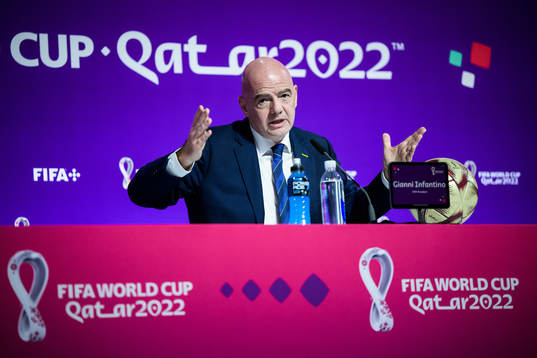 Gianni Infantino, president of FIFA, at a press conference
