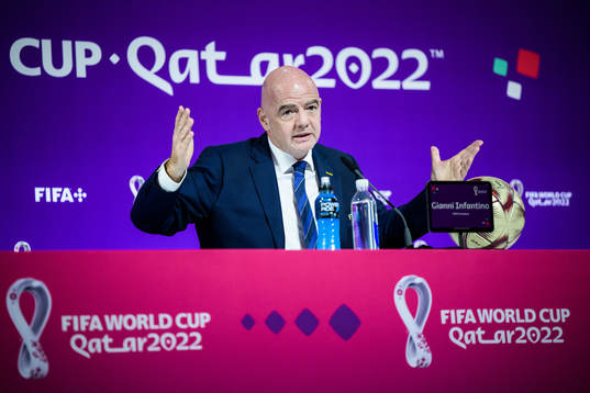 Gianni Infantino, president of FIFA, at a press conference