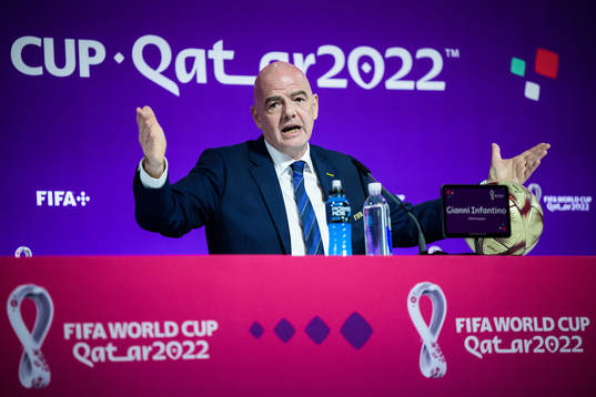 Gianni Infantino, president of FIFA, at a press conference