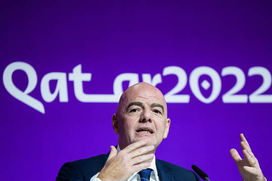 Gianni Infantino, president of FIFA, at a press conference