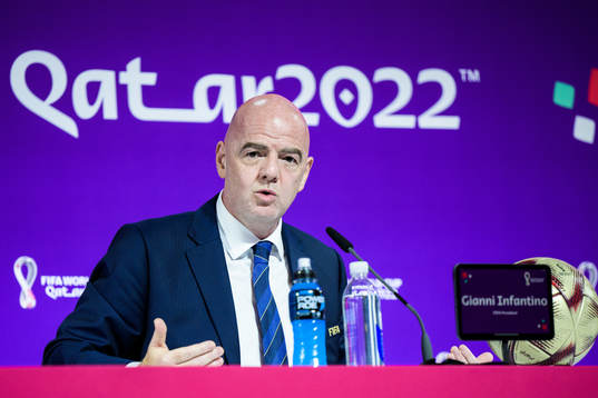 Gianni Infantino, president of FIFA, at a press conference