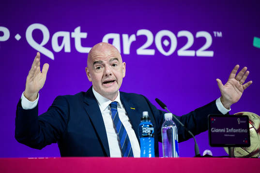 Gianni Infantino, president of FIFA, at a press conference