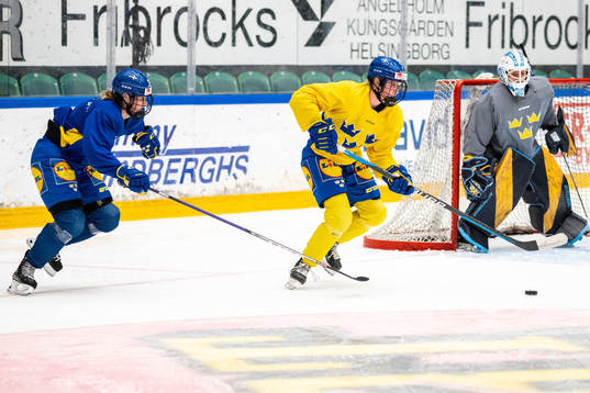 Julia Östlund and Emma Forsgren of Sweden at a training