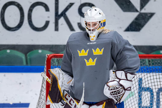 Goaltender Emma Söderberg of Sweden at a training session
