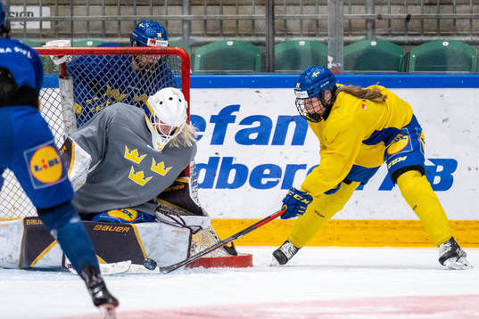 Goaltender Emma Söderberg and Felizia Wikner-Zienkiewicz