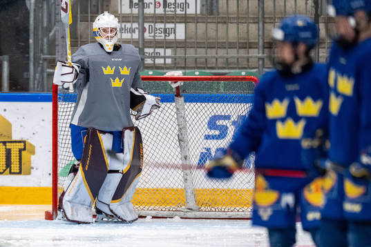 Goaltender Emma Söderberg of Sweden at a training session