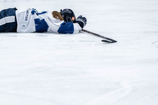 Jenna Kaila of Finland in pain