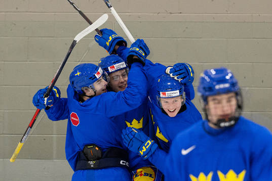 Liam Öhgren, Leo Carlsson and Filip Bystedt of Sweden at a