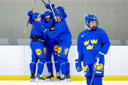 Liam Öhgren, Leo Carlsson and Filip Bystedt of Sweden at a