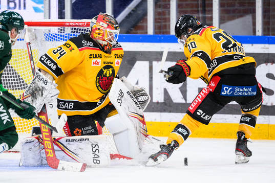 Luleås målvakt Joel Lassinantti  och Jack Connolly