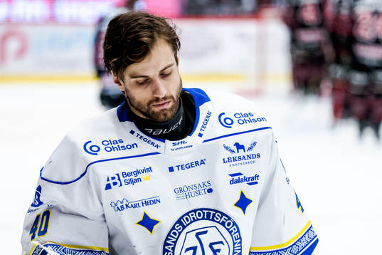 Leksands målvakt Mantas Armalis deppar