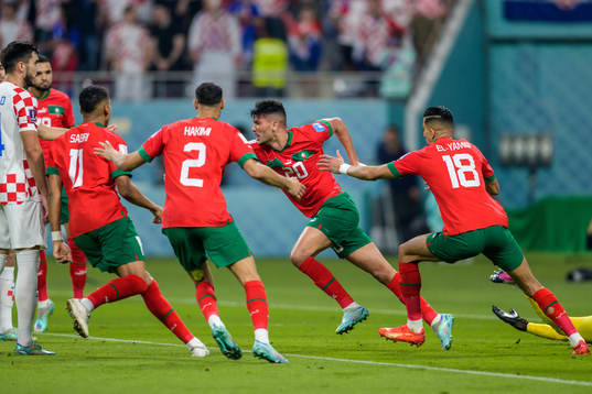 Achraf Dari of Morocco celebrates