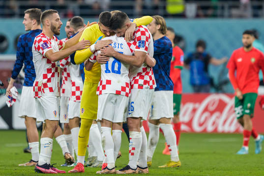 Mislav Orsic of Croatia celebrate with teammates