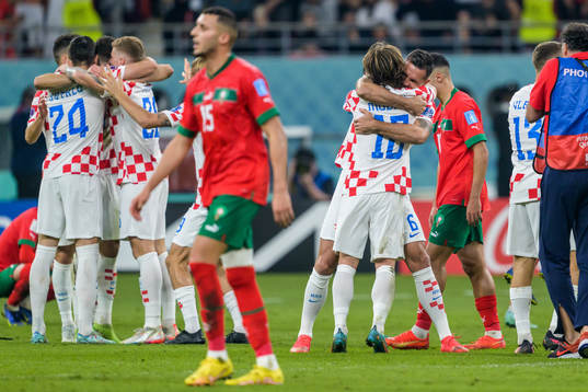 Luka Modric and Dejan Lovren of Croatia celebrate