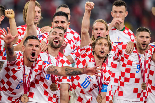 Luka Modric and players of Croatia celebrate