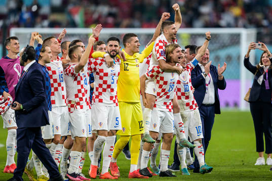 Borna Sosa of Croatia celebrate with teammates