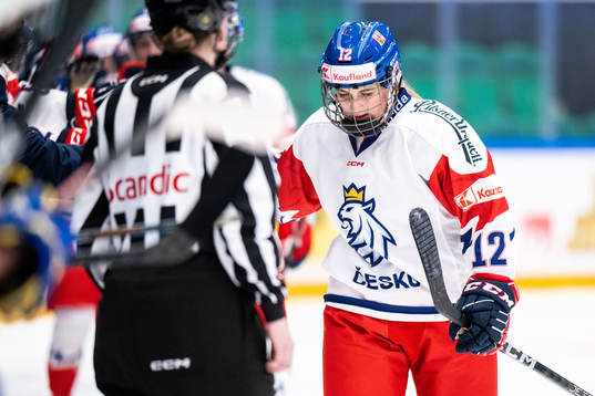 Klara Hymlarova of Czech Republic celebrates scoring 3-1