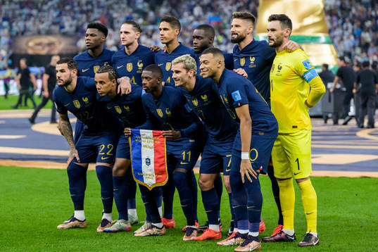 The starting eleven of France pose for a photo