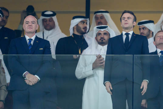 Gianni Infantino, president of FIFA, and Emmanuel Macron,