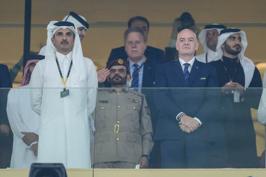 Gianni Infantino, president of FIFA, and Emmanuel Macron,