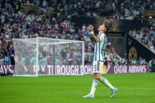 Angel de Maria of Argentina celebrates