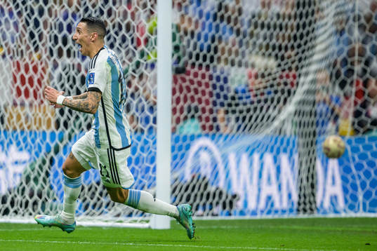 Angel de Maria of Argentina celebrates