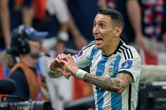 Angel de Maria of Argentina celebrates