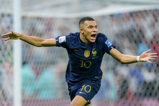Kylian Mbappe of France celebrates