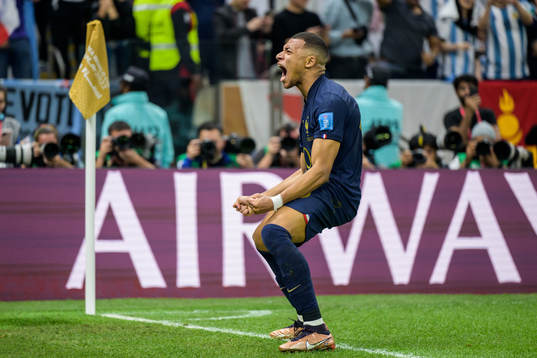 Kylian Mbappe of France celebrates