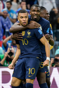 Kylian Mbappe, Marcus Thuram and Jules Kounde of France
