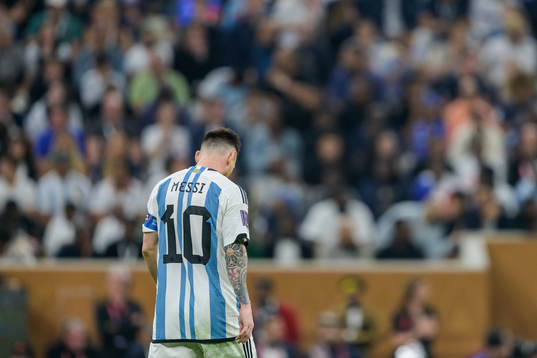 Lionel Messi of Argentina looks dejected