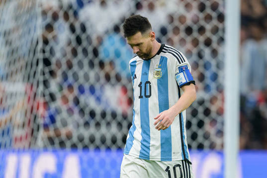 Lionel Messi of Argentina looks dejected