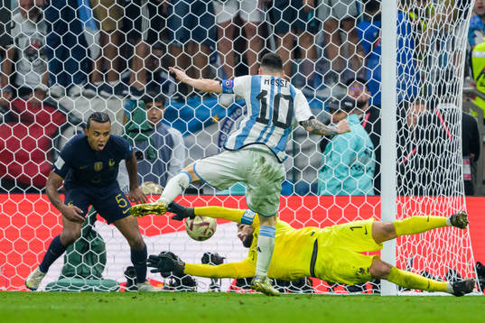 Lionel Messi of Argentina scores 3-2