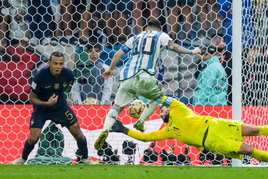Lionel Messi of Argentina scores 3-2