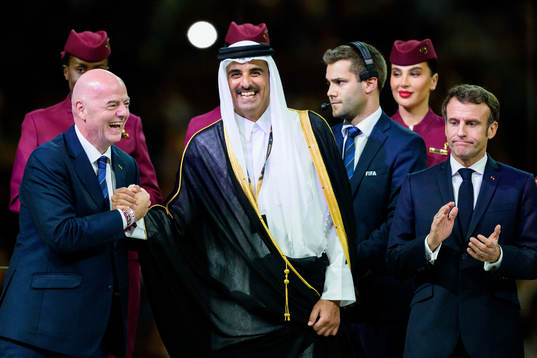 Gianni Infantino, president of FIFA, Tamim bin Hamad Al