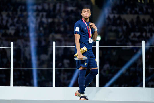 Kylian Mbappe of France looks dejected