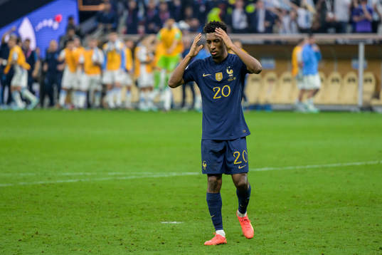 Kingsley Coman of France looks dejecetd