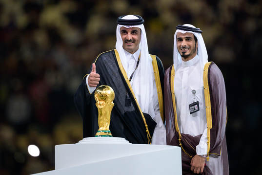 Tamim bin Hamad Al Thani, Emir of Qatar, pose for a photo