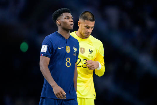 Aurelien Tchouameni and goalkeeper Alphonse Areola of