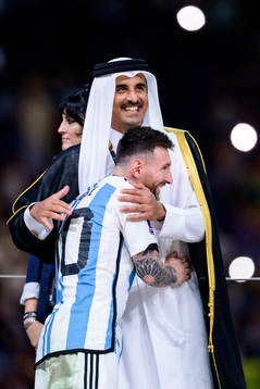 Tamim bin Hamad Al Thani, Emir of Qatar, and Lionel Messi